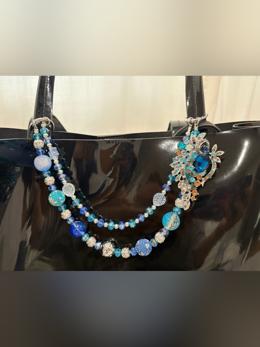 Blue/silver Handcraft bag / phone charm